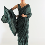 Emerald Green Stripe Saree