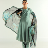Blue Florid Dupatta