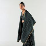 Emerald Green Stripe Reversible Shawl