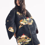 Soot Black Puffer Embroidered Jacket