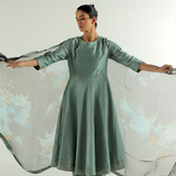 Teal Blue Ghera Anarkali Set