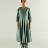 Teal Blue Ghera Anarkali Set