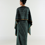 Emerald Green Stripe Reversible Shawl