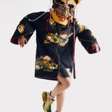 Soot Black Puffer Embroidered Jacket