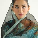 Blue Florid Dupatta