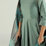 Teal Blue Ghera Anarkali Set