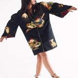 Soot Black Puffer Embroidered Jacket
