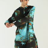 Blue Florid Kurta Set