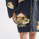 Soot Black Puffer Embroidered Jacket
