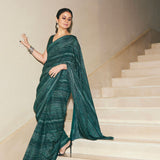 RASIKA DUGGAL- Emerald Green Stripe Saree