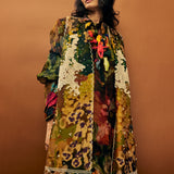 Brown Floral Emb. Long Gilet Jacket