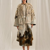 Brown Wash Emb. Kimono Jacket