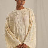 Beige- Cream Texture Kaftan Dress