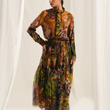 Brown Floral Sheer Skirt