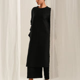 Coal Black Pin Tuck Kurta Co-Ord