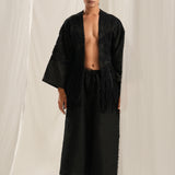 Coal Black Emb. Kimono Jacket