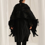 Jade Black Emb. Shawl