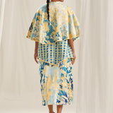 Blue Floral Reversible Cape