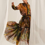 Brown Floral Sheer Skirt