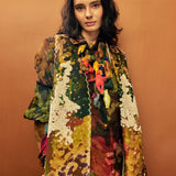 Brown Floral Emb. Long Gilet Jacket