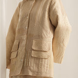 Beige Kantha Emb. Jacket