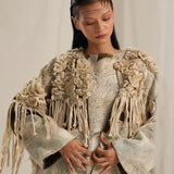 Brown Wash Emb. Kimono Jacket