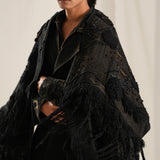 Jade Black Emb. Shawl