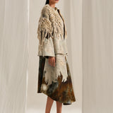 Brown Wash Emb. Kimono Jacket