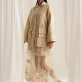 Beige Kantha Emb. Jacket