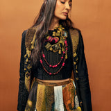 Inlay Hand Emb. Long Gilet Jacket