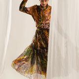 Brown Floral Sheer Skirt