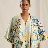 Blue Floral Reversible Cape