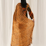 Brown Check Saree