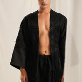 Coal Black Emb. Kimono Jacket