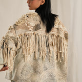 Brown Wash Emb. Kimono Jacket