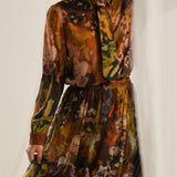 Brown Floral Sheer Skirt