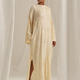 Beige- Cream Texture Kaftan Dress