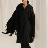 Jade Black Emb. Shawl