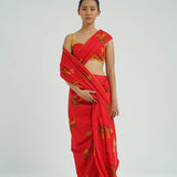 Red Firefly Drape Saree