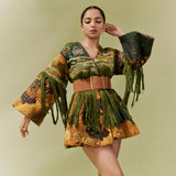 Green Galaxy Quilted Kimono Dress