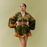 Green Galaxy Quilted Kimono Dress
