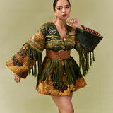 Green Galaxy Quilted Kimono Dress